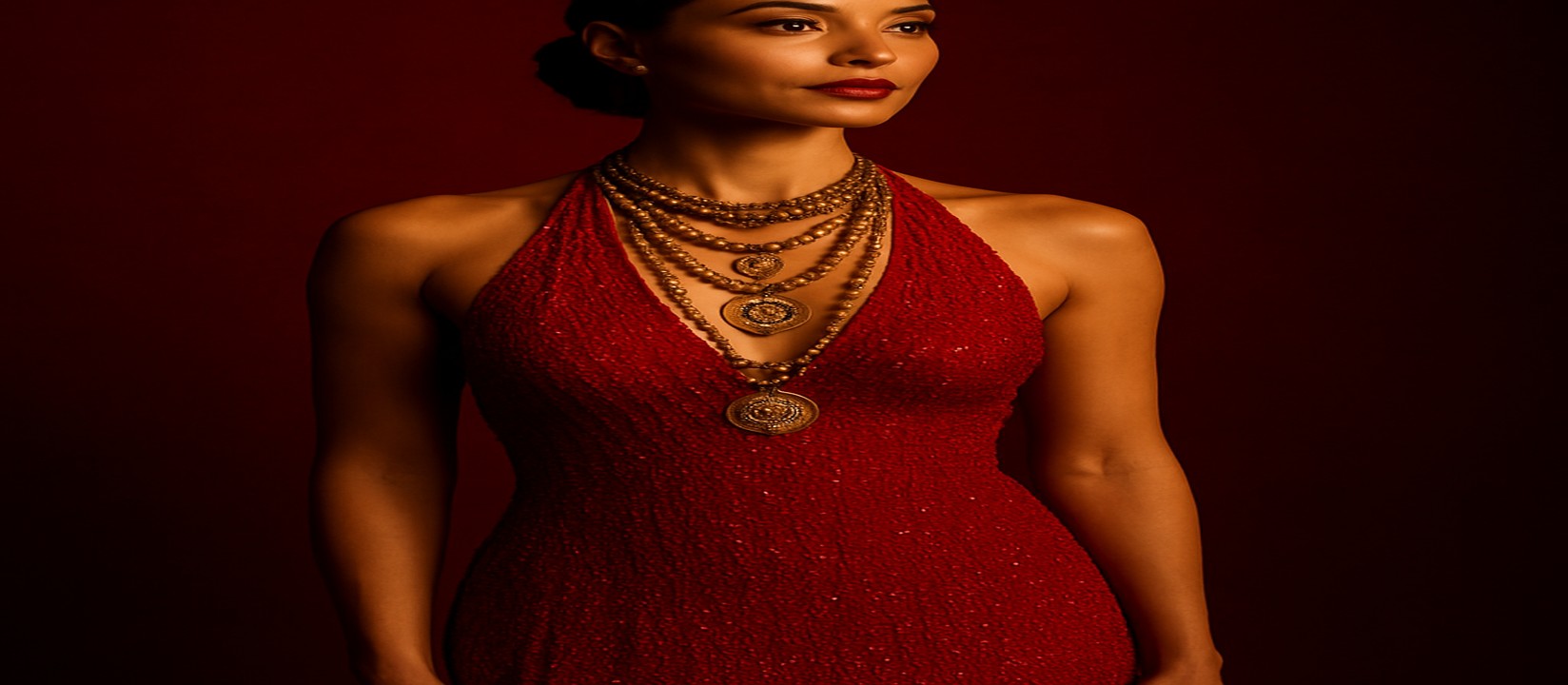 ace67 গেমিং প্ল্যাটফর্মের টেবিলে একটি সুন্দর লাল পোশাক পরা নারী কর্মকর্তা